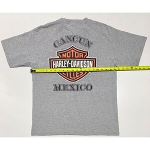 Harley Davidson Cancun Mexico T Shirt Mens Large Gray Graphic Short Sleeve Tee
